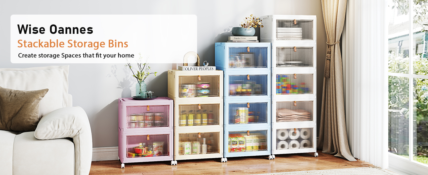 Elmio-衣装ケース-4段重ね可能プラスチック収納ボックス 蓋とキャスター付き - 23クォート クローゼットオーガナイザーと収納 折りたたみ式収納コンテナ 整理収納ボックス クラフト、家庭用、パントリー、寮用 イエロー