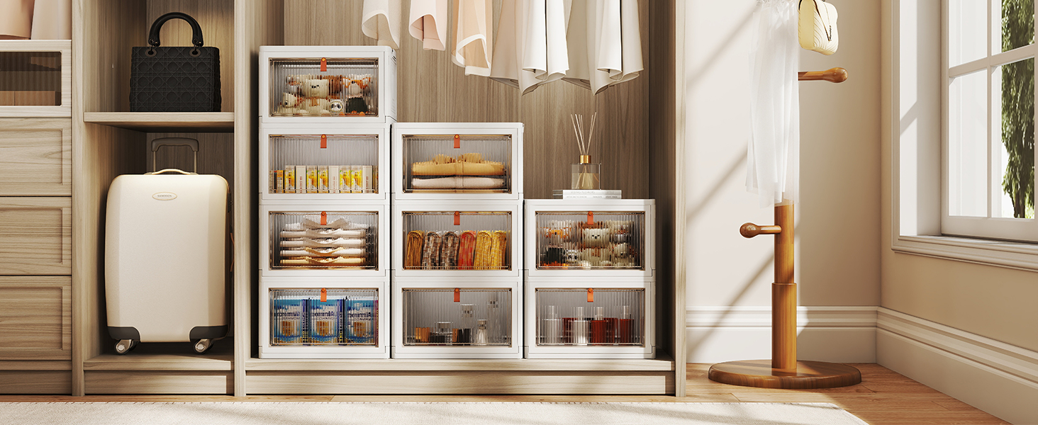 Elmio-衣装ケース-4段重ね可能プラスチック収納ボックス 蓋とキャスター付き - 23クォート クローゼットオーガナイザーと収納 折りたたみ式収納コンテナ 整理収納ボックス クラフト、家庭用、パントリー、寮用 イエロー