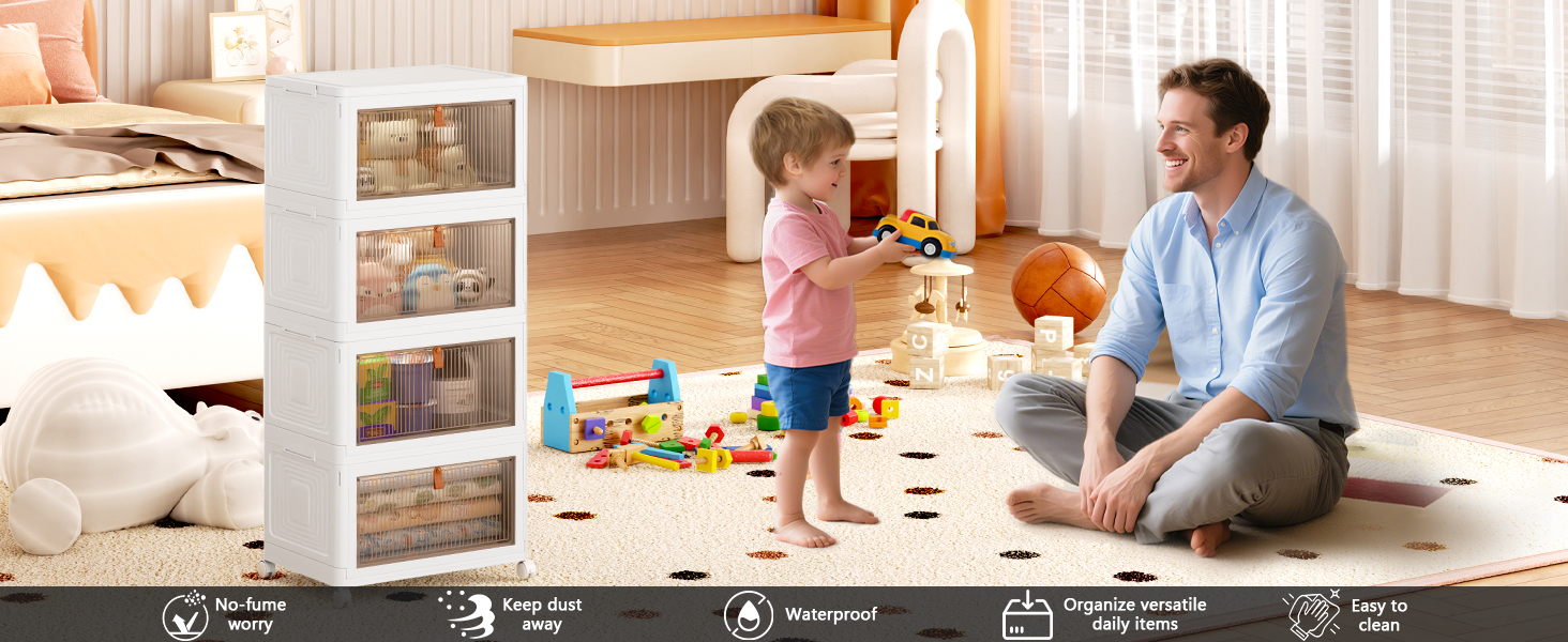 Elmio-衣装ケース-4段重ね可能プラスチック収納ボックス 蓋とキャスター付き - 23クォート クローゼットオーガナイザーと収納 折りたたみ式収納コンテナ 整理収納ボックス クラフト、家庭用、パントリー、寮用 イエロー